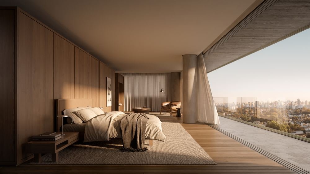 Suíte master de 106 metros quadrados, cobertura duplex