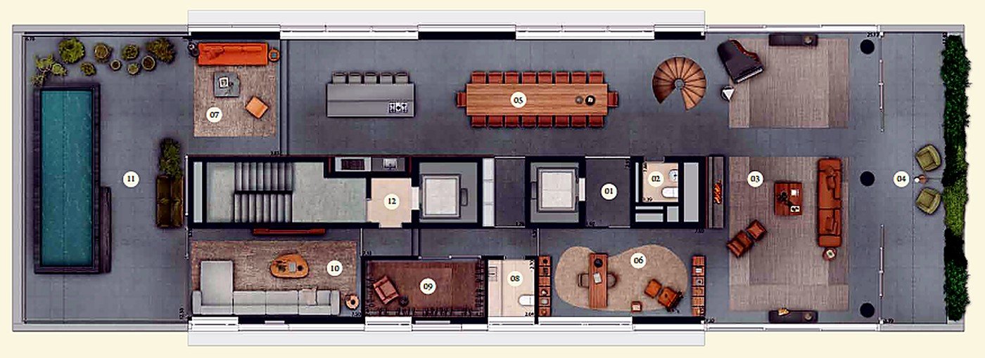 Planta baixa da Cobertura Duplex, pavimento superior